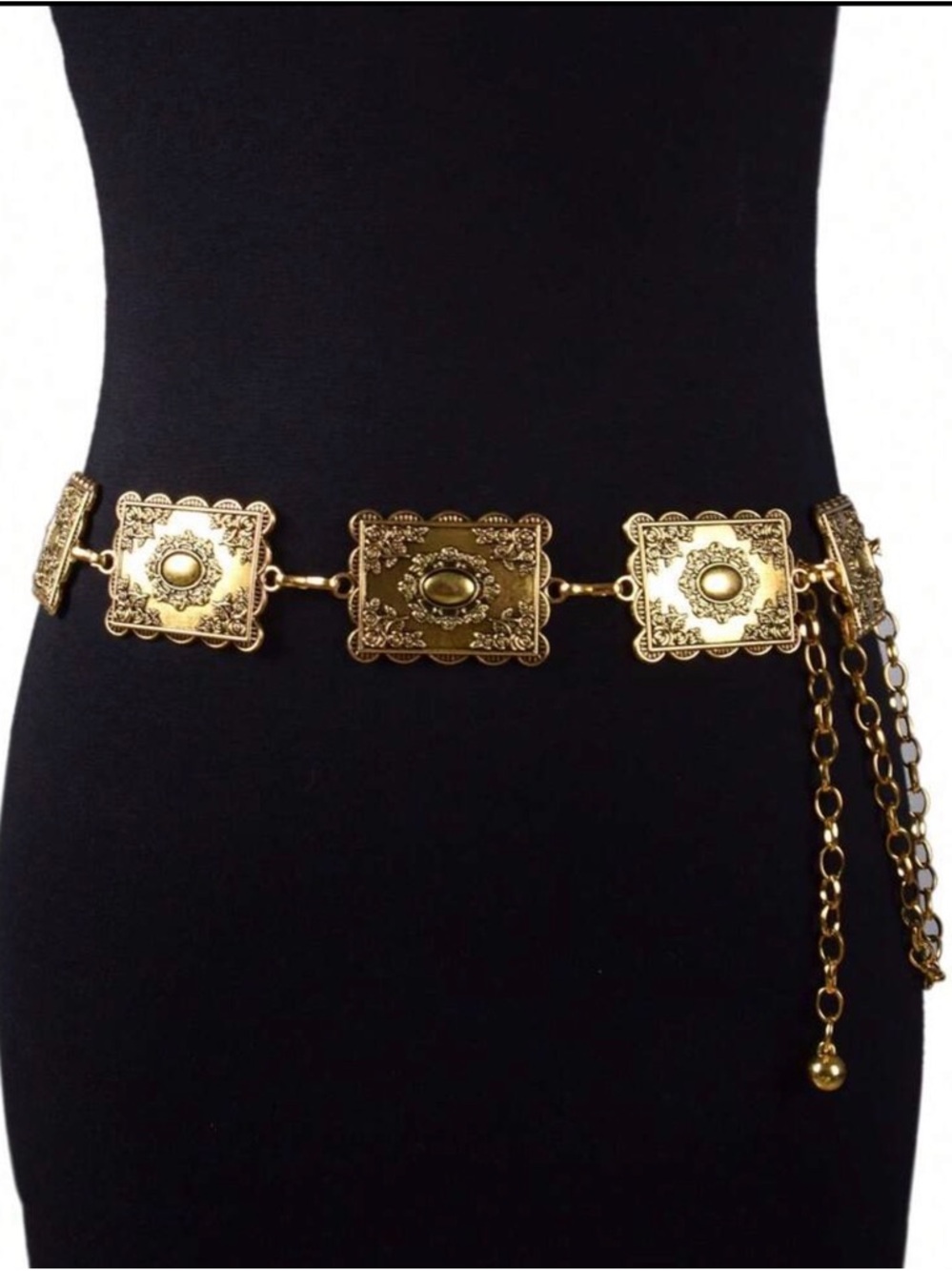 Gold Decorative Square Link Waist Chain Belt